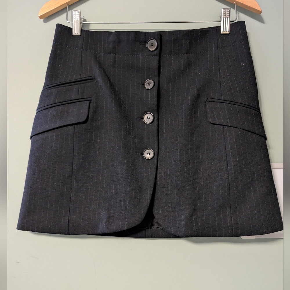 Zara Button-Front Pinstripe Skirt